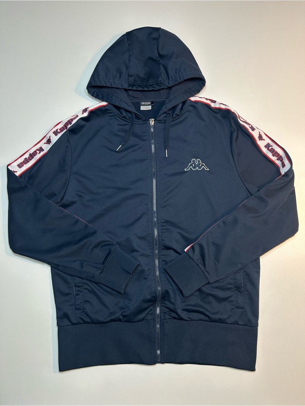 Kappa Navy Blue Taped Logo Sleeves Full Zip Track Jacket Hoodie